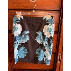 NEW! INC Floral Pencil Skirt, black/blue, size 0P